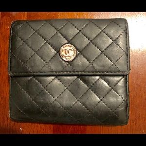 Chanel bifold black and lavender wallet